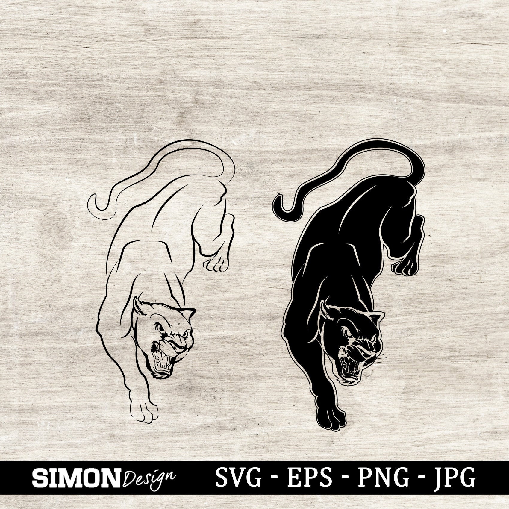 Black Panther Svg Panther Svg Panther Stencil Silhouette Etsy
