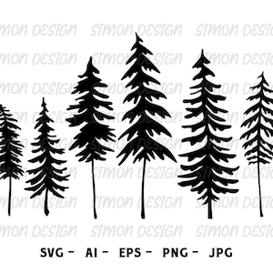 Pine Trees Svg, Digital File, Svg, Eps, Png and Jpg, instant download