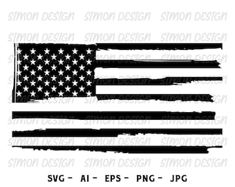 Distressed American Flag SVG, Military USA (Digital Product)