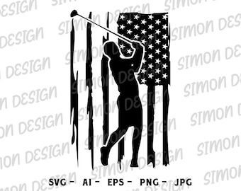 US Flagge Golf Spieler SVG | Fantastische Silhouette eines Golfspielers