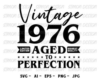 Vintage 1976 Aged to Perfection SVG, 50th Birthday Design (Digital Download)