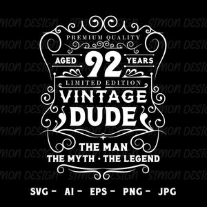 Imágenes prediseñadas de un tipo vintage, imágenes prediseñadas de 92 cumpleaños, imágenes prediseñadas de 92 cumpleaños, imágenes prediseñadas de 1931, archivos Cricut - SVG - PNG - EPS - Jpg - Descarga instantánea