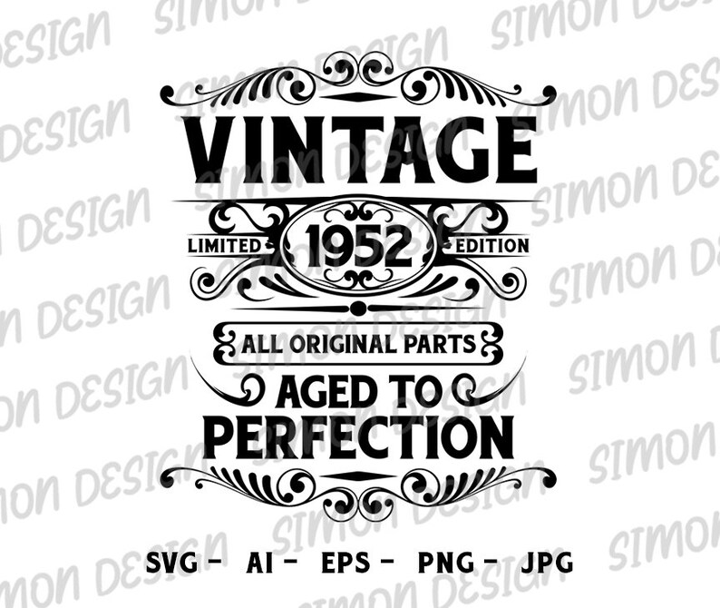 Vintage 1952 Birthday Design SVG | 74th Birthday Shirt (instant ...