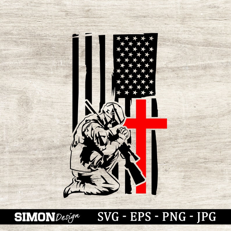 Download Kneeling Soldier Svg USA Flag Svg USA Distressed Flag | Etsy