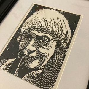 Ursula K. Le Guin; Hand carved and hand printed portrait of the late great American Science Fiction writer.
