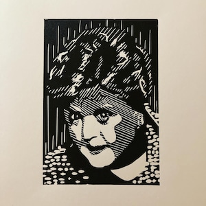Murder She Wrote: Angela Lansbury as Jessica Fletcher, a hand carved and hand printed portrait.