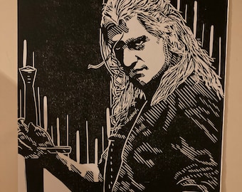 Hand Printed Witcher Portrait: Henry Cavill as Geralt of Rivia