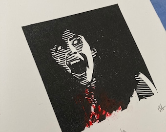 Angela Sleepaway Camp Portrait Print, Hand Carved Horror Art