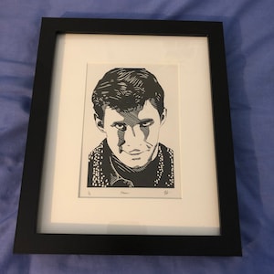 Norman Bates printed portrait (Anthony Perkins) in Alfred Hitchcock’s Psycho masterpiece.
