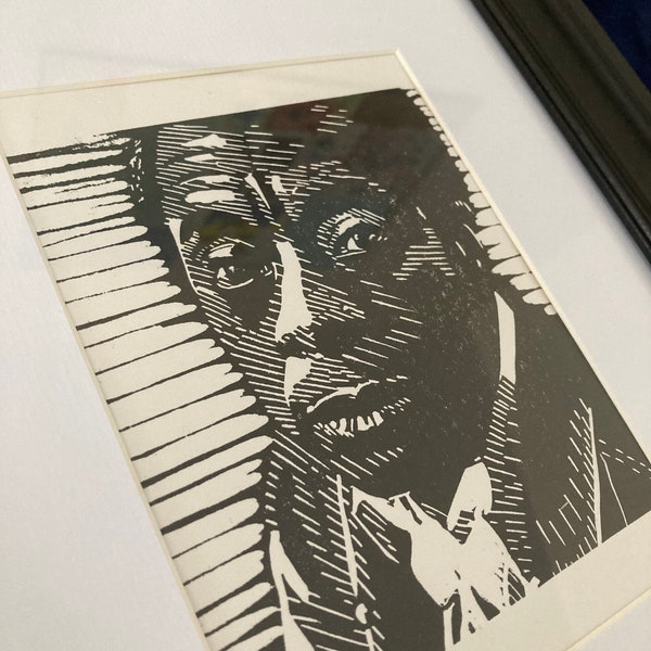 James Baldwin: Hand carved and hand printed portrait of the American writer who wrote If Beale Street Could Talk