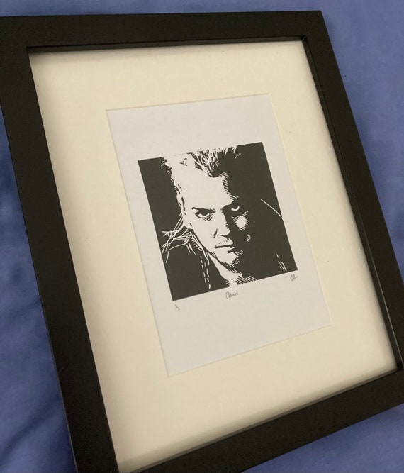 Kiefer Sutherland 'Lost Boys' Portrait: Handmade Black Ink Print