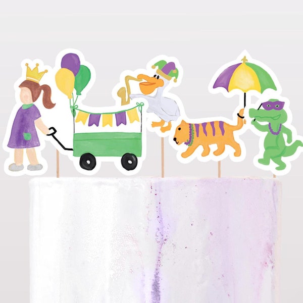 Adornos para tartas del desfile de Mardi Gras, fiesta de cumpleaños Second Line (imprimibles para hacer tú mismo)