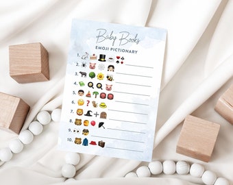 PRINTED Emoji Baby Books Game, Baby Shower Game | Printed Cards 5x7"