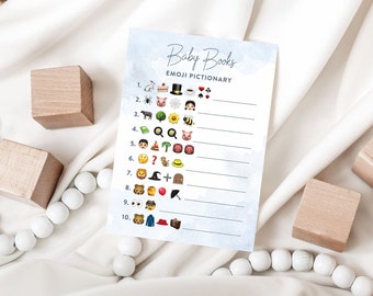 INSTANT DOWNLOAD | Baby Book Emoji Pictionary , Oh Boy Printable Baby Shower Game | DIY Printable Baby Shower Games