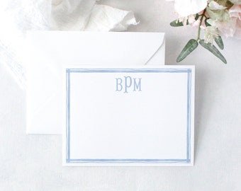 PRINTED NOTE CARD | Classic Blue Monogram Thank You Card | Monogram Note Card | Printed Cards