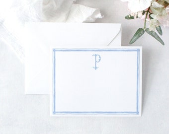 Classic Blue Monogram Thank You Cards | Printed Note Card