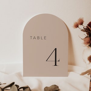 Arched Table Number Signs | Modern Arch Wedding Table Numbers Printed 5x7
