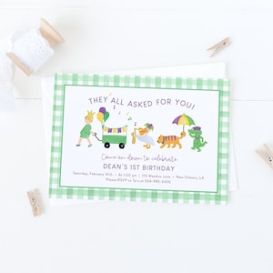 PRINTED Boys Birthday Mardi Gras Invitation, They All Asked For You Birthday Invitation,  New Orleans Themed | 5x7 Cards, Envelopes Included