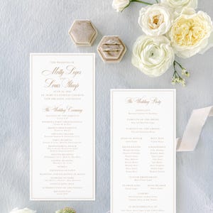 CLASSIC WEDDING PROGRAM | Customizable Program Cards, Wedding Ceremony Program, Printed Wedding Program | Printed Cards 4"x9"