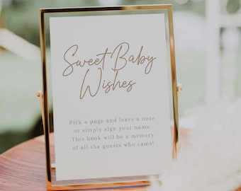 Sweet Baby Wishes Printable Sign, Neutral Baby Shower Sign | Printable Signs 5x7"