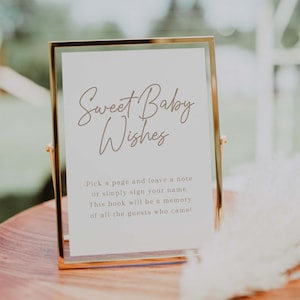Sweet Baby Wishes Printable Sign, Neutral Baby Shower Sign | Printable Signs 5x7&quot;