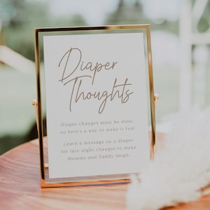 Diaper Thoughts Printable Sign, Late Night Diapers Sign, Neutral Baby Shower Sign | Printable Signs 5x7&quot;