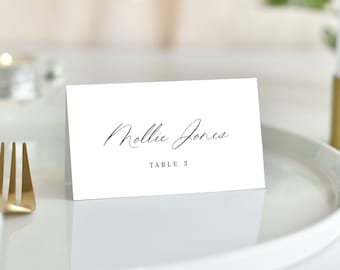 PRINTED Folded Wedding Place Card | Customizable Calligraphy Script Wedding Name Cards | Folded Cards 3.5" x 2"