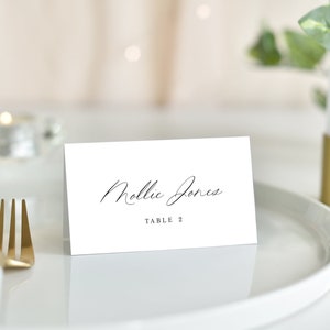 PRINTED Folded Wedding Place Card | Customizable Calligraphy Script Wedding Name Cards | Folded Cards 3.5" x 2"