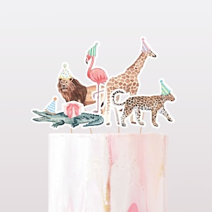 Party Animals Birthday Cake Toppers, Cupcake Topper Kit | Printable DIY