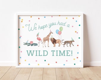 WILD TIME | Party Animals Printable Sign, Party Animals Theme Birthday Sign | Printable Signs 8x10"