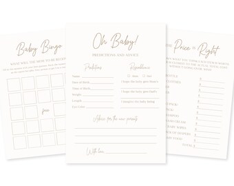 INSTANT DOWNLOAD | Baby Shower Game Bundle, Neutral Baby Shower Game Bundle | DIY Printable Baby Shower Games