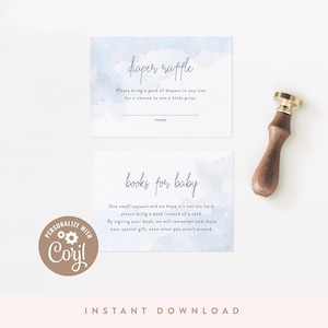 DIGITAL DOWNLOAD | Oh Boy Baby Shower Insert, Books for Baby, Diaper Raffle, Customizable | Printable DIY, Corjl