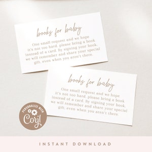 DIGITAL DOWNLOAD | Insert Card | Neutral Baby Shower Invitation Insert, Books for Baby, Diaper Raffle, Custom Card | Printable DIY, Corjl