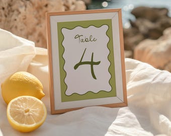 Wavy Border Table Number Cards | Modern Event Decor