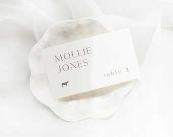 PRINTED Flat Modern Wedding Escort/Place Card | Customizable Wedding Name Cards | Printed Cards 2" x 3.5"