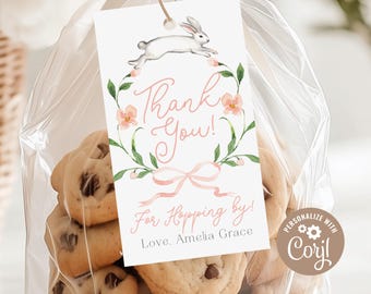 DIGITAL DOWNLOAD | Some Bunny Birthday Favor Tag, Spring Floral Birthday Favor Tags | 2" x 3.5" Tag | Printable DIY, Corjl, Instant Download