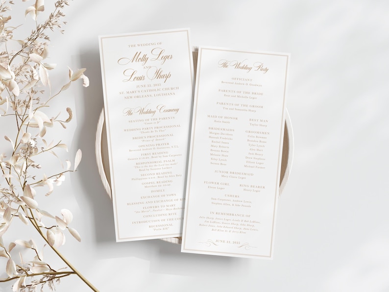 Program Card Ideas CLASSIC WEDDING PROGRAM | Customizable Program Cards, Wedding Ceremony ...