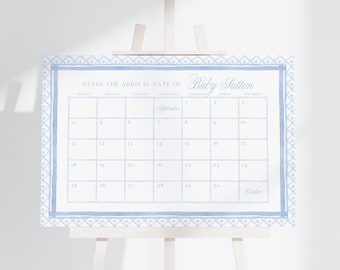 Due Date Calendar - Classic Baby Shower Sign, Baby Boy or Baby Girl | Printable DIY Sign 24x36" | Digital File Only