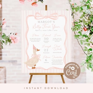 One Silly Goose Birthday Milestone Poster 16 x 20 | Digital, Girl's First Birthday Milestone Sign | Printable DIY, Corjl | DIGITAL DOWNLOAD