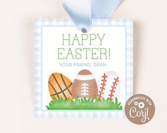 Easter Treat Tags | Sports Easter Eggs, Easter Favor Tags | Treat Tags/Favor Tags | Instant Download, Printable DIY, Corjl