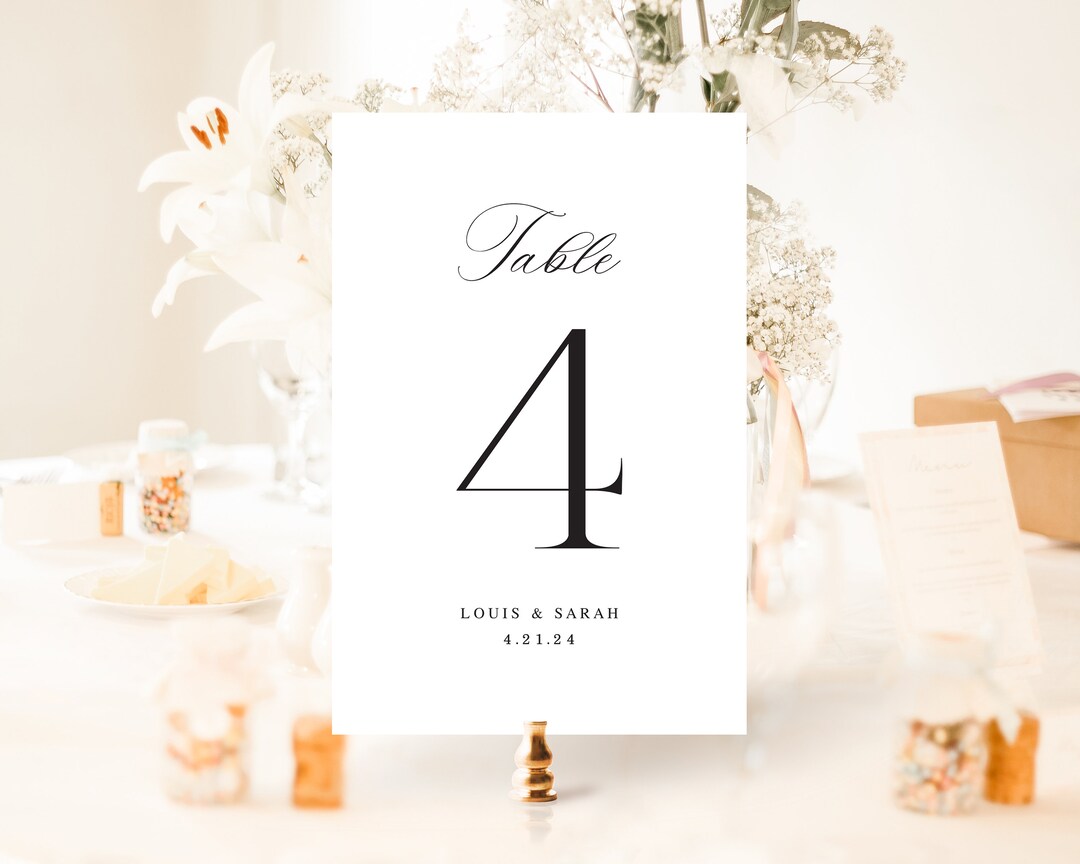Custom Table Number Signs Modern Wedding Table Numbers, Printed 5x7