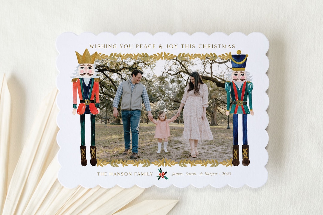 Nutcracker Scalloped Holiday Card Die Cut Holiday Card Christmas Card
