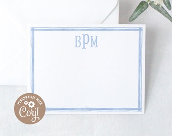 Blue Monogram Baby Boy Thank You Cards | Printable Note (Digital Download)