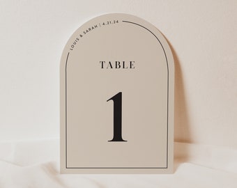 CUSTOM Arch Die Cut Table Number Signs 5x7, Variable Printing, 10 Card Minimum | 10 Printed Cards with Arch Die Cut