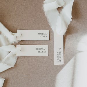 PRINTED Modern Wedding Place Card | Customizable Simple Wedding Name Cards | Slim Printed Cards 1.25" x 4"