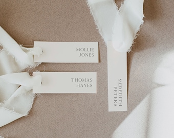 PRINTED Modern Wedding Place Card | Customizable Simple Wedding Name Cards | Slim Printed Cards 1.25" x 4"