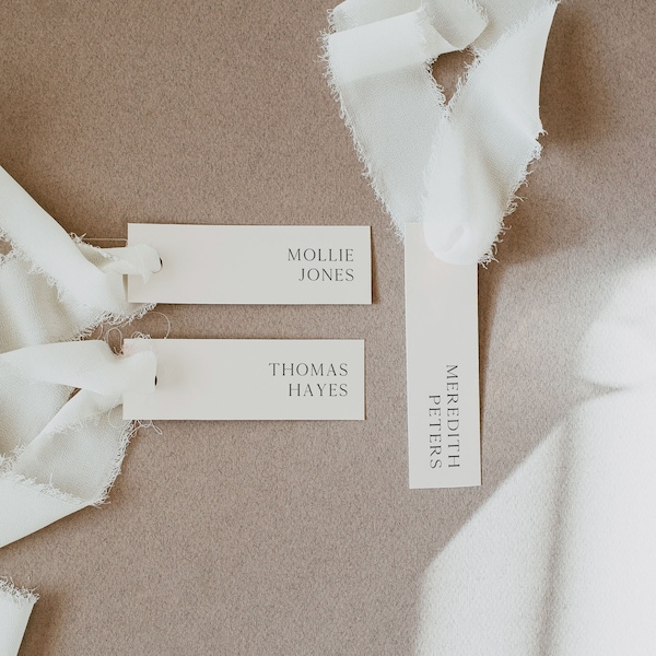 PRINTED Modern Wedding Place Card | Customizable Simple Wedding Name Cards | Slim Printed Cards 1.25" x 4"