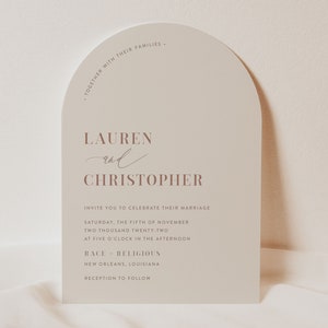 2 | Arched Minimal Wedding Invitation | Modern Arch Wedding Invitation Printed with Envelopes