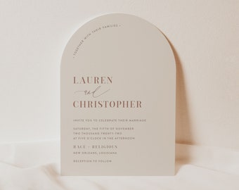 2 | Arched Minimal Wedding Invitation | Modern Arch Wedding Invitation Printed with Envelopes