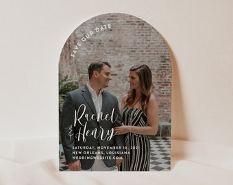 Arch Save the Date Cards with Photo | Simple Wedding Arch Save the Dates Printed with Envelopes